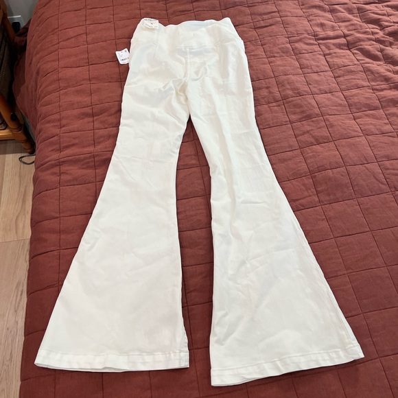 Free People Venice Beach high rise flare worn white, ivory pants - Picture 7 of 9